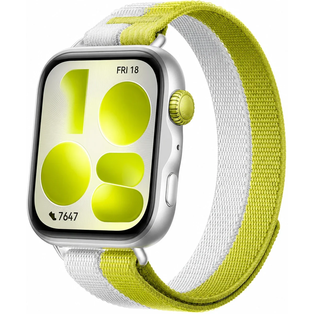 HUAWEI WATCH FIT 5 Smartwatch, 1.82-Inch AMOLED, Green-Grey Nylon Strap, Silver