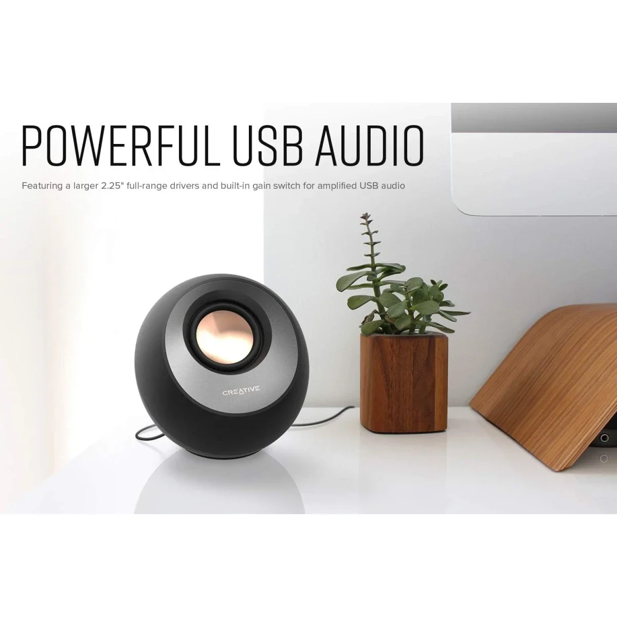 Creative Pebble V3 2.0 USB-C Desktop Speakers with Bluetooth 5.0, 8W RMS, Black - Image 2