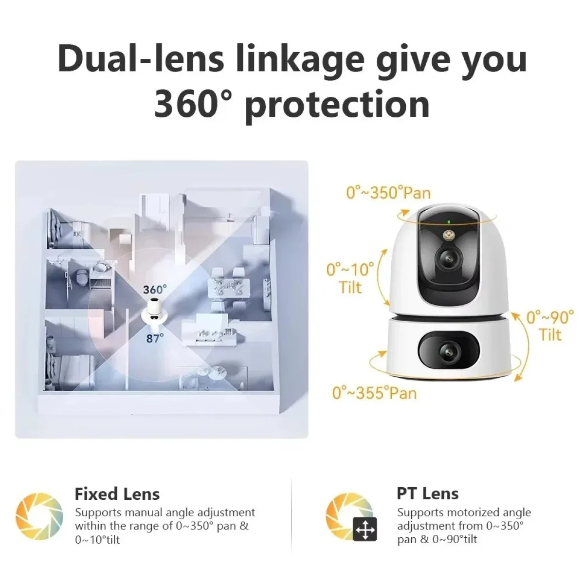 كاميرا مراقبة IMOU Ranger Dual 10MP WiFi 360 PT بعدستين مع اكتشاف الأشخاص والحيوانات الأليفة والرؤية الليلية والتحدث ثنائي الاتجاه - Image 5