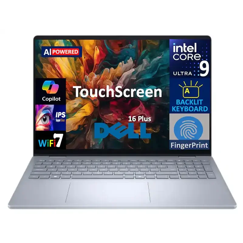 لابتوب Dell 16 Plus بمعالج Core Ultra 9-288V، رام 32GB، SSD PCIe سعة 1TB، شاشة لمس 16.0 إنش WUXGA (1920×1200)، Intel Arc، قارئ بصمة، Windows 11 Home، أزرق جليدي – LDB16250-9052BLU-PUS - Thumbnail 4