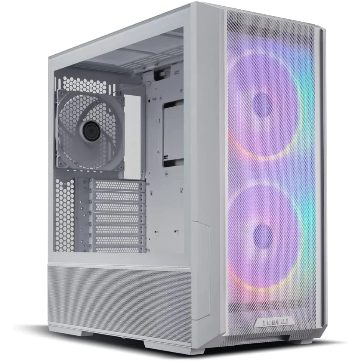 هيكل كمبيوتر LIAN LI LANCOOL 216RW ميد تاور شبكي عالي تهويه ARGB مع 3 مراوح PWM ومنفذ USB Type-C ابيض