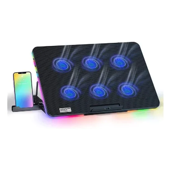 مبرد لابتوب X8 مع 6 مراوح LED هادئه واضاءه RGB