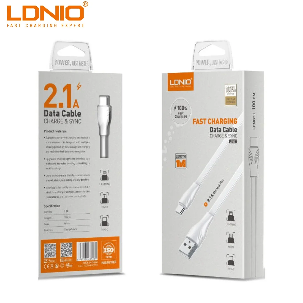كابل بيانات USB LDNIO LS551 لأجهزة iPhone