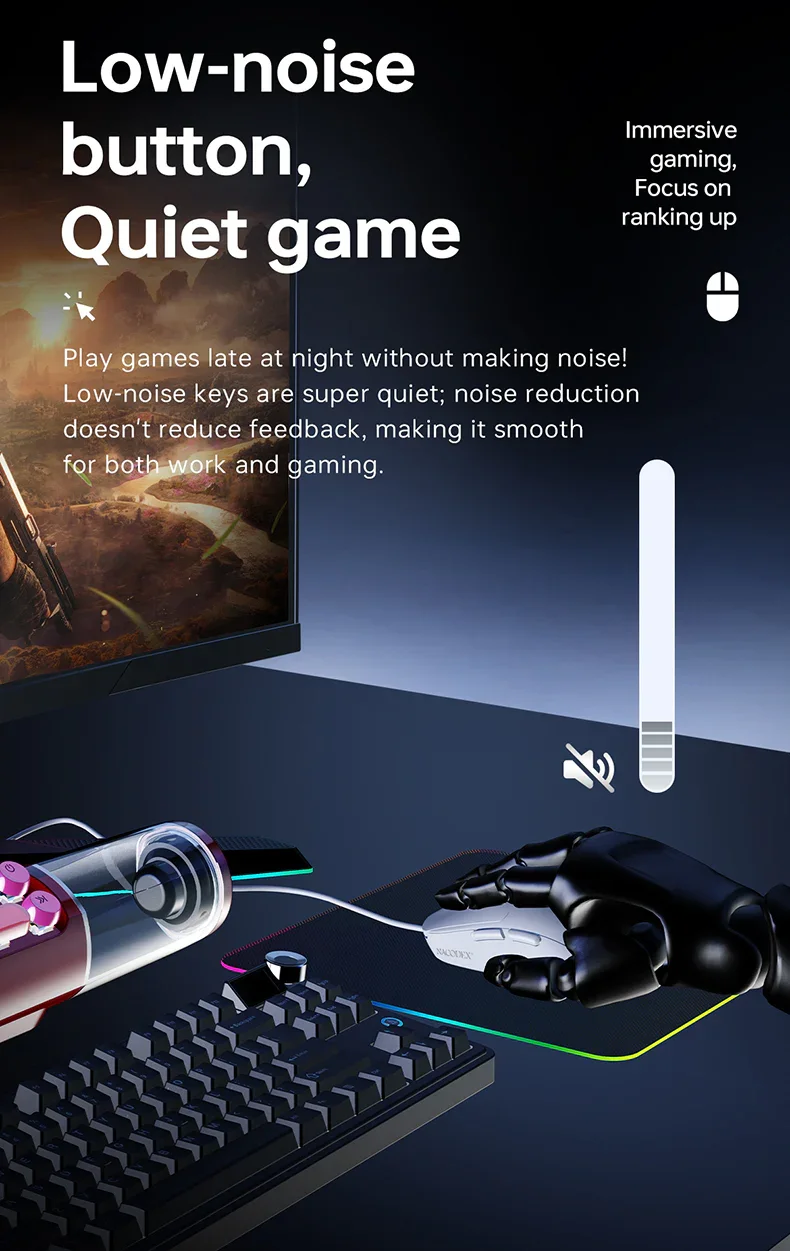 ماوس ألعاب AJAZZ NJ07 ثلاثي الاتصال، 12000 DPI، 1000Hz، بطارية 300mAh، أبيض - Image 8