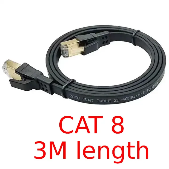 كيبل شبكة Patchtek CAT 8 مسطح 3 متر 40Gbps 2000MHz SFTP