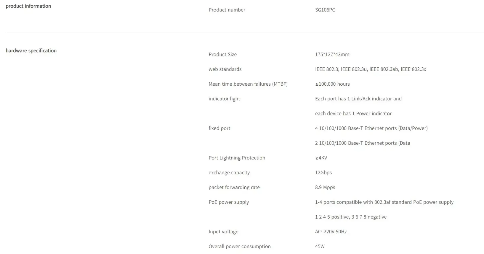 سويتش PoE جيجابت Tenda SG106PC 4 منافذ مع منفذي Uplink جيجابت، 45W، غير مدار - Image 14