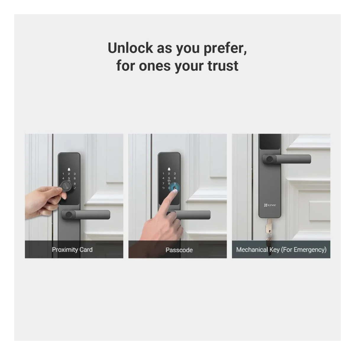 Ezviz DL05 Smart Fingerprint Door Lock with Wi-Fi, Bluetooth & IP65 Front Panel - Metallic Grey - Image 5