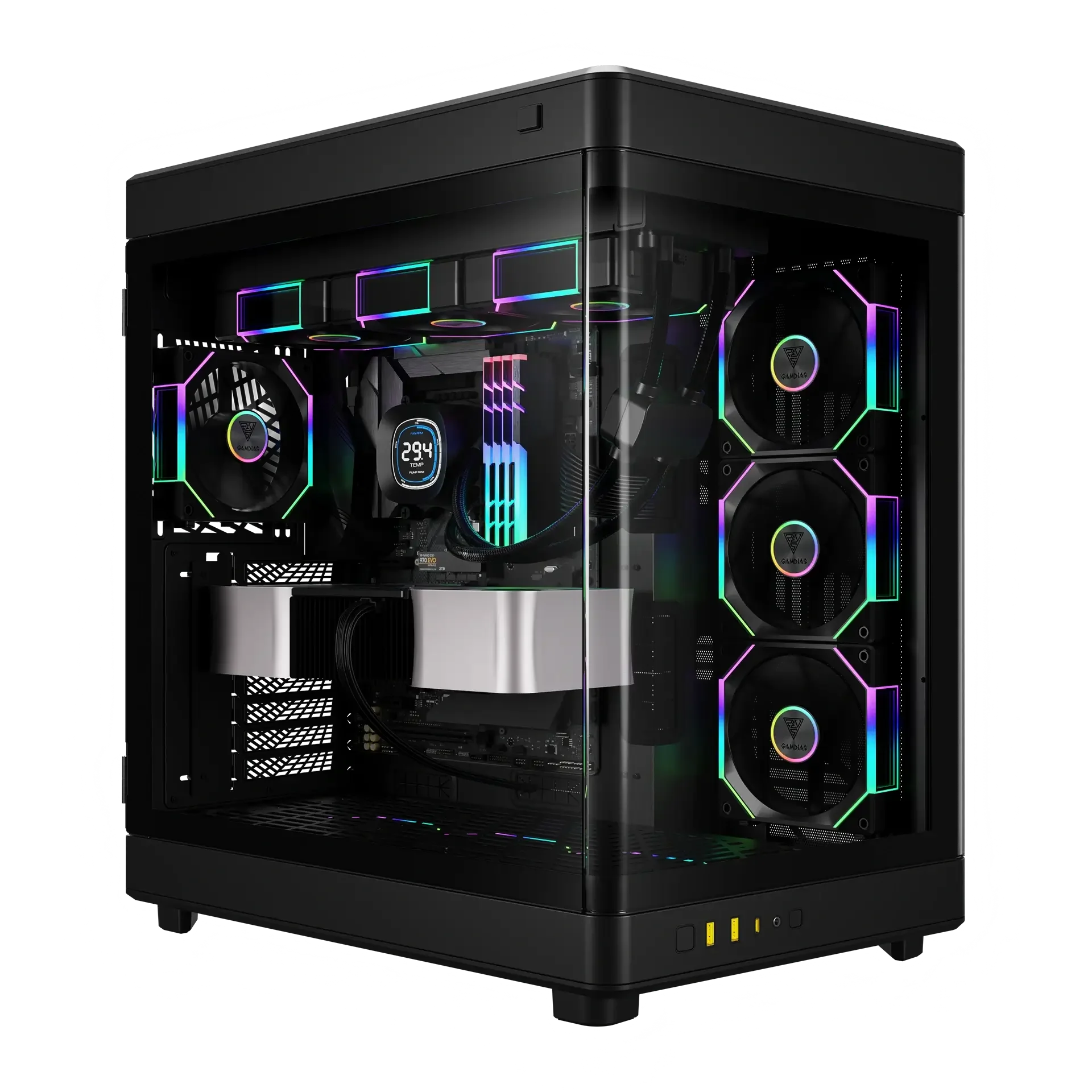 صندوق كمبيوتر عاب GAMDIAS NESO P1 PRO ARGB كامل حجم باللون اسود