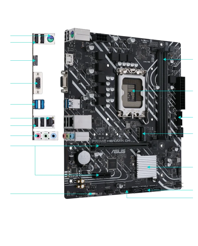 Asus Intel 12th Gen DDR4 Micro-ATX Motherboard PRIME H610M-K D4 - Thumbnail 4