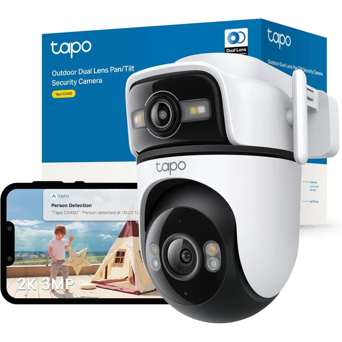 TP-LINK Tapo C545D 2K 3MP Dual Lens Outdoor Security Camera with Smart Tracking