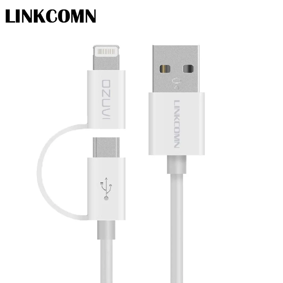 كابل Linkcomn 2 في 1 مايكرو USB ولايتنينج 1 متر لهواتف Samsung وiPhone