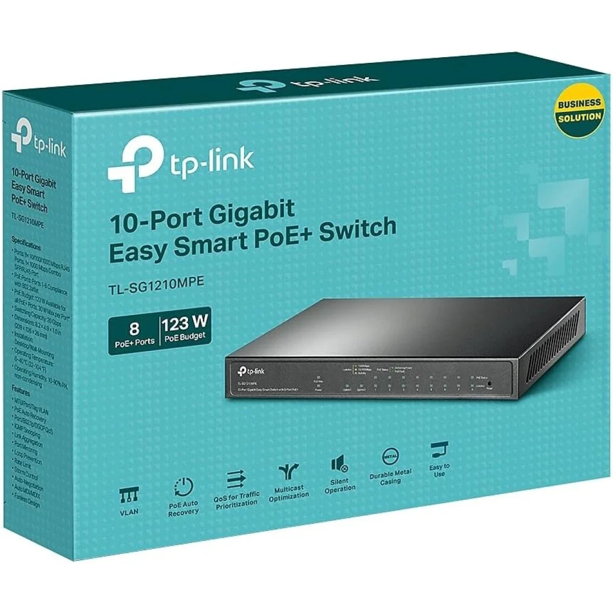 سويتش شبكة TP-LINK TL-SG1210MPE جيجابت 10 منافذ سهل الإدارة مع 8 منافذ PoE+ بقدرة 123W - Image 1