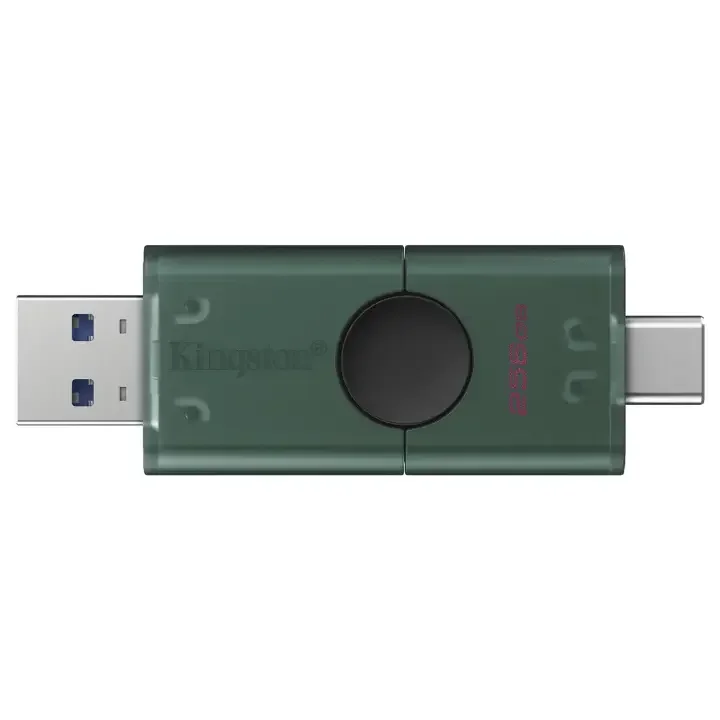 فلاش ميموري Kingston DataTraveler Duo 256GB بمنفذي USB-A/C وأغطية متحركة مزدوجة – DTDEG2/256GB