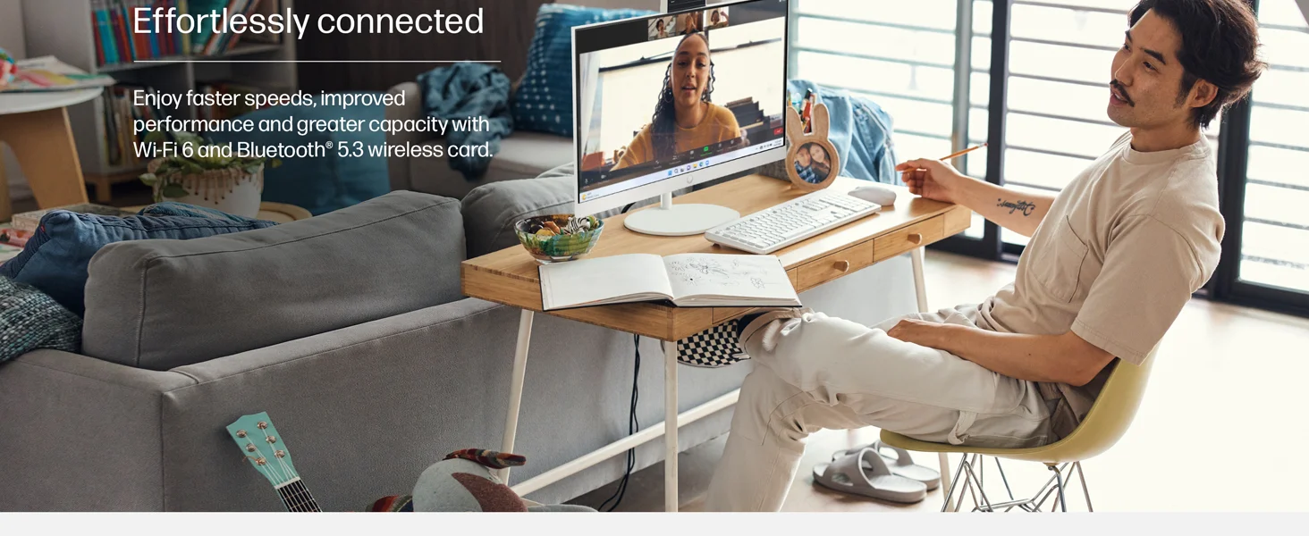 كمبيوتر الكل في واحد HP 27-cr0023ne PC مقاس 27 إنش Full HD IPS بمعالج Intel Core i5-1335U وذاكرة 16GB وتخزين 512GB SSD لون أبيض - Thumbnail 12