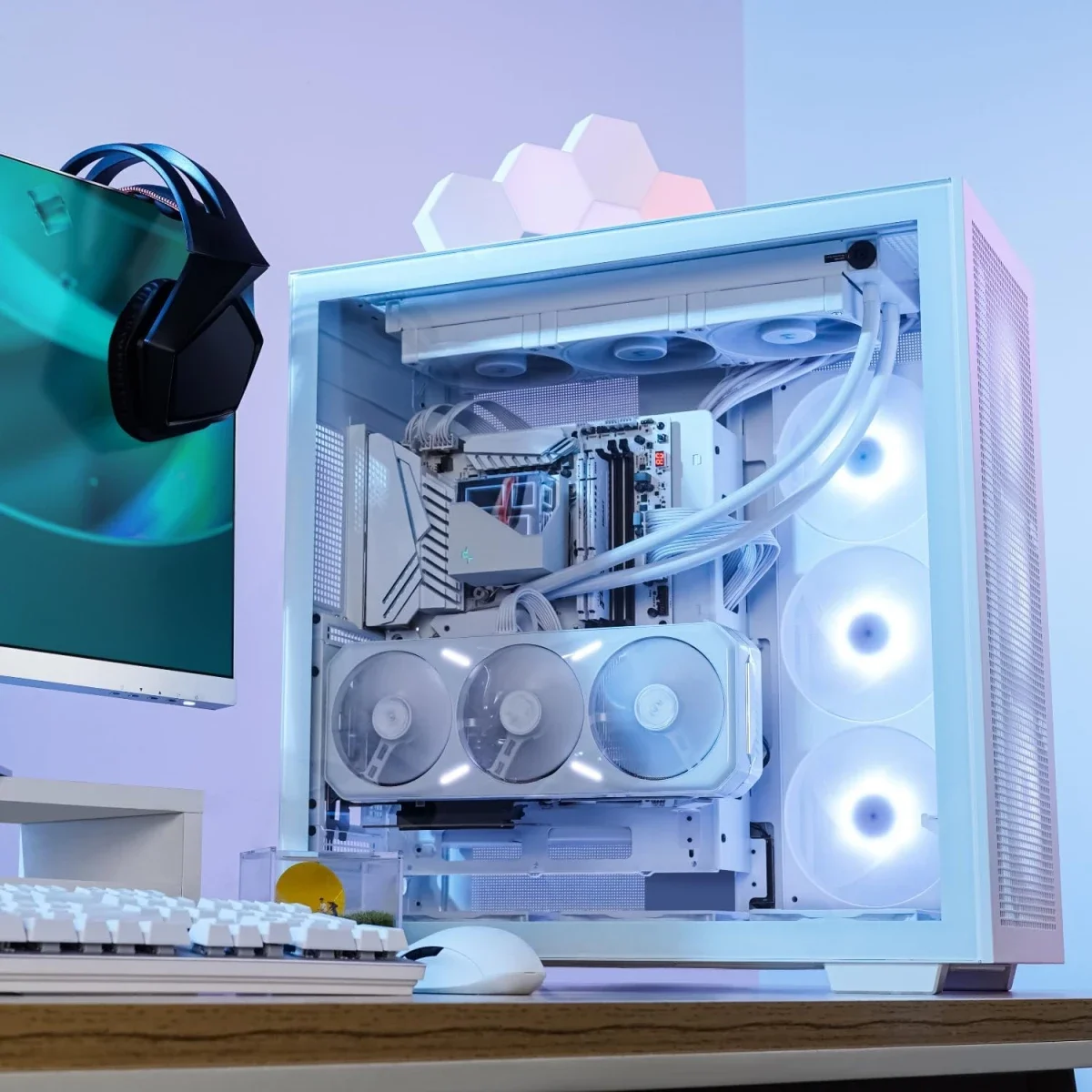 DeepCool Morpheus Modular Airflow Full Tower PC Case with Vertical Mount, Gen 4 Riser Cable, 4x 140mm ARGB Fans - White - Thumbnail 8