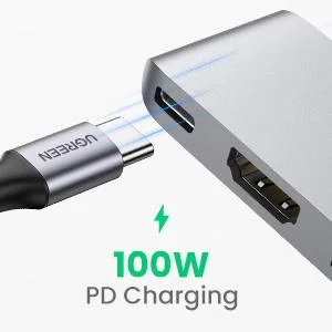 Ugreen CM251 USB-C Hub with 4K HDMI, Thunderbolt 3, 100W PD and 3 USB 3.0 Ports - Silver - Image 10