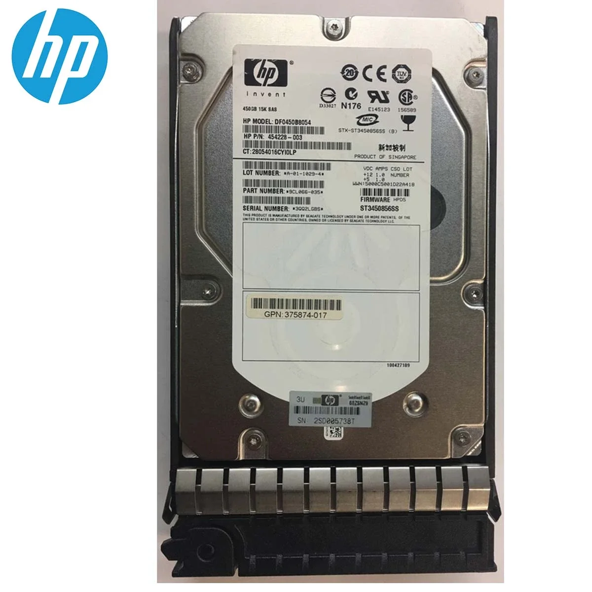 قرص صلب داخلي HP بسعة 450GB وواجهة SAS 3G بسرعة 15000 RPM مقاس 3.5 إنش