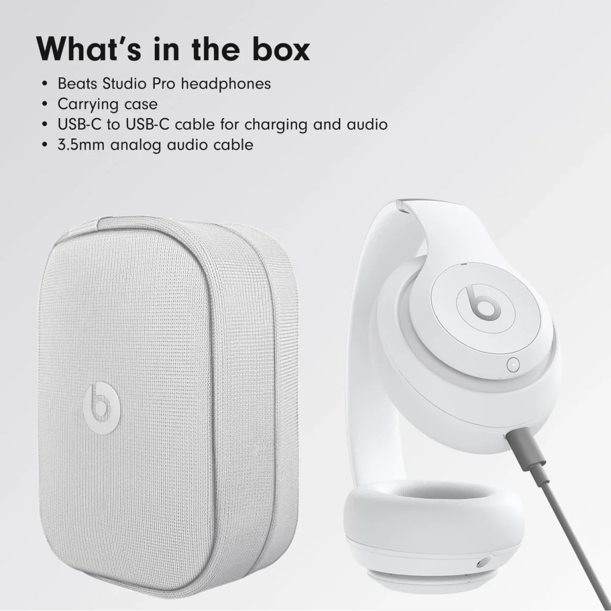 سماعات رأس فوق الأذن Beats Studio Pro لاسلكية مع إلغاء الضوضاء النشط وصوت USB-C بدون فقدان، أبيض - Thumbnail 5