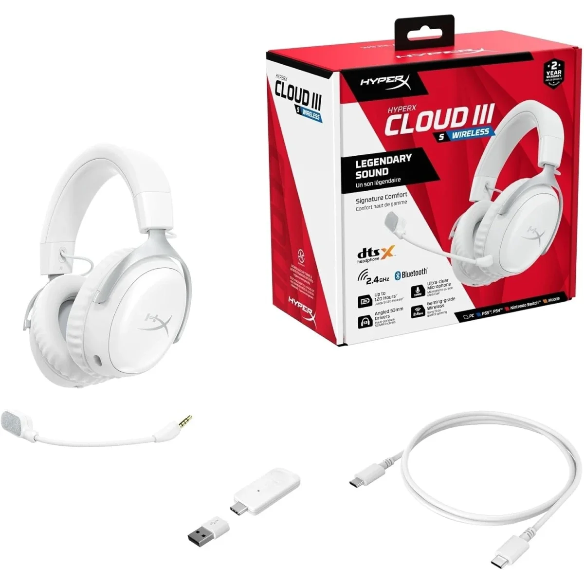 HyperX Cloud III S (2025) Wireless Gaming Headset, White - Thumbnail 12