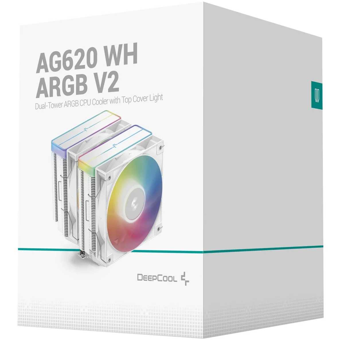 مبرد هوائي للمعالج DeepCool AG620 ARGB V2 بقدرة 260 واط TDP مع مروحتين 120mm PWM أبيض - Image 1