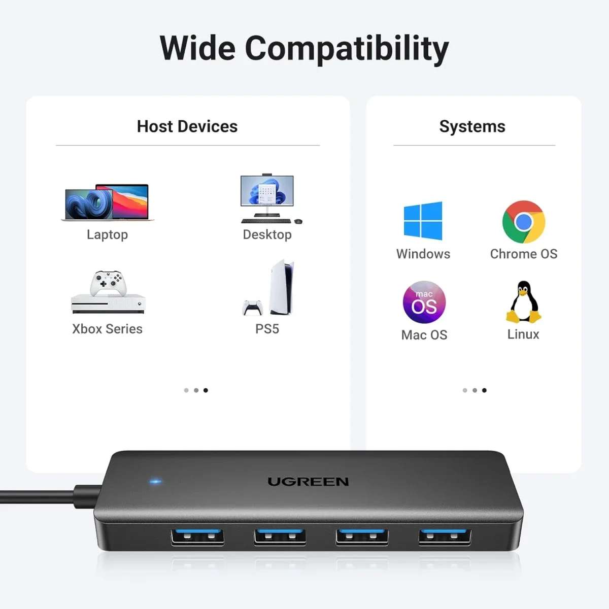Ugreen USB 3.0 4-Port Ultra-Slim USB-A Hub for Laptop & PC - Thumbnail 6