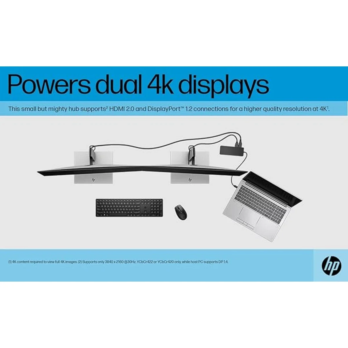موزع متعدد المنافذ HP Universal USB-C مع HDMI وDisplayPort وإيثرنت جيجابت وPD بقدرة 65 واط - Thumbnail 3