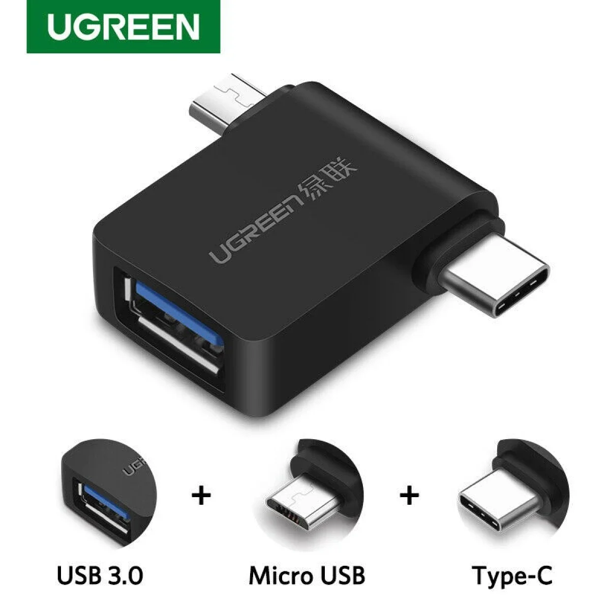 Ugreen 2-in-1 Micro USB and USB-C Male to USB 3.0 Female Adapter