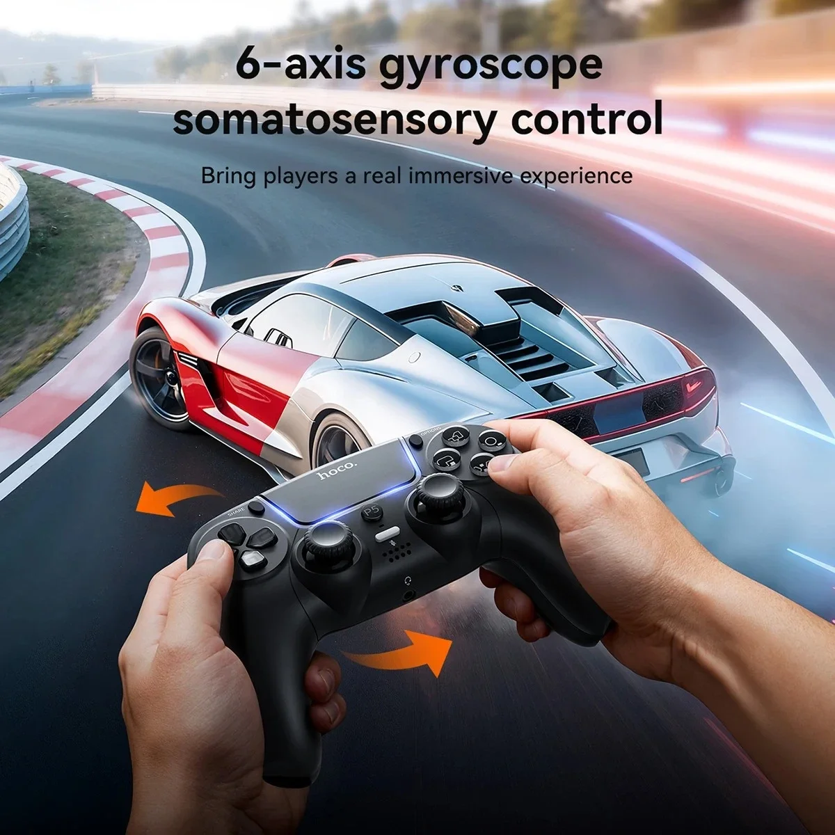 يد تحكم ألعاب لاسلكية HOCO GA32 Dragon لجهاز PS5 بتقنية Bluetooth 5.1 وبطارية 600mAh أبيض - Image 6