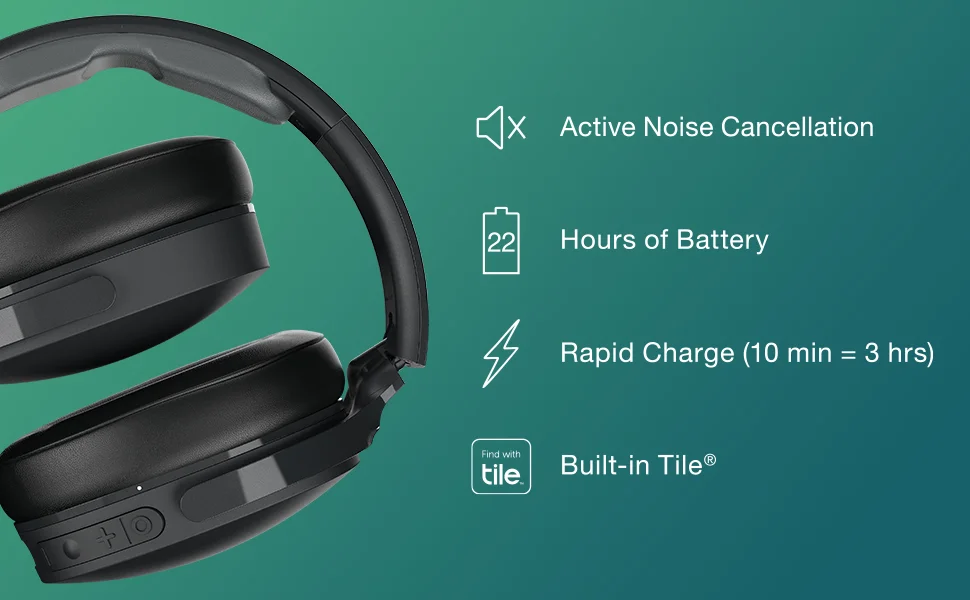 سماعات رأس فوق الأذن Skullcandy Hesh ANC لاسلكية بتقنية بلوتوث، 22 ساعة، Mod White - Thumbnail 8
