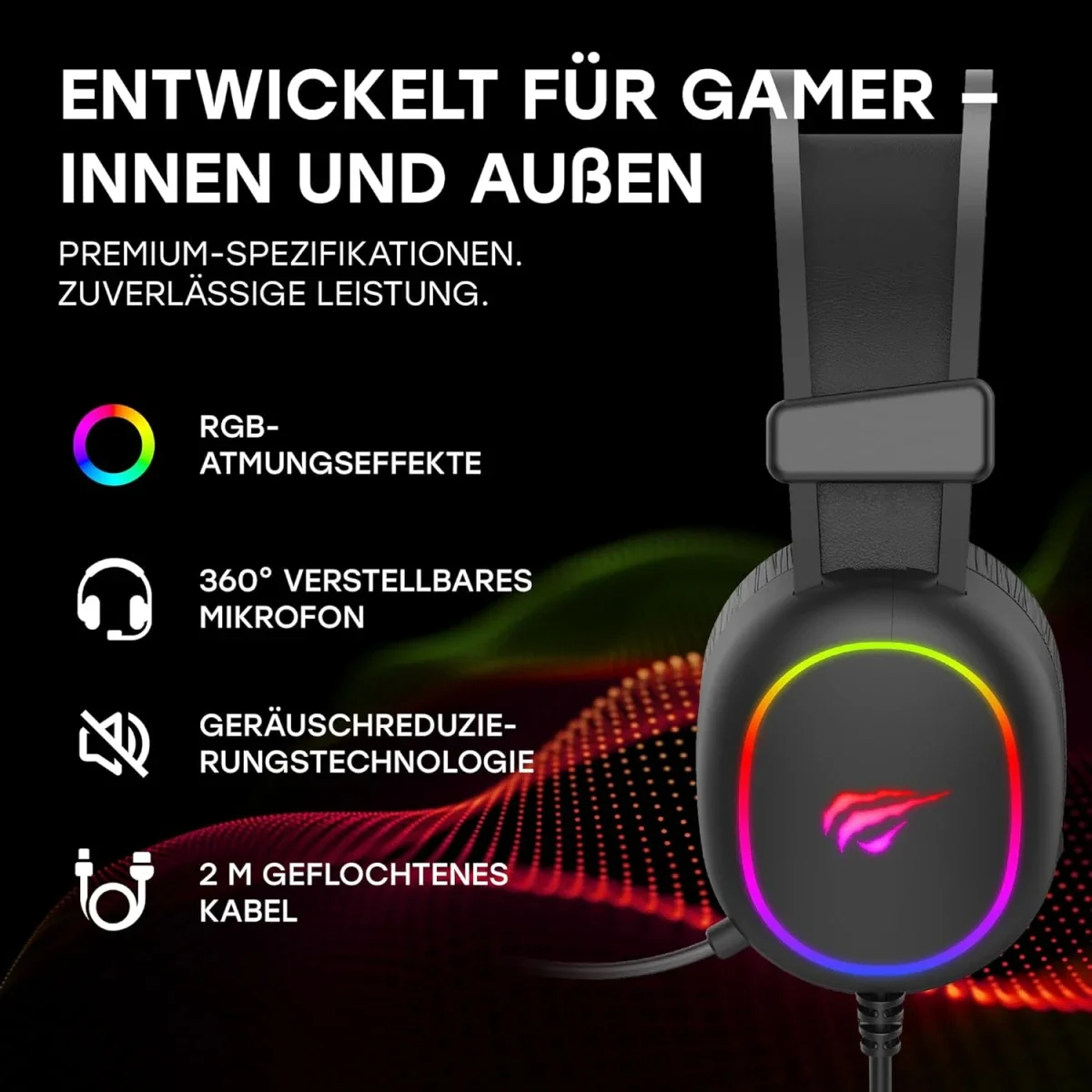 سماعة رأس ألعاب HAVIT H2016D RGB سلكية مع ميكروفون - Thumbnail 6