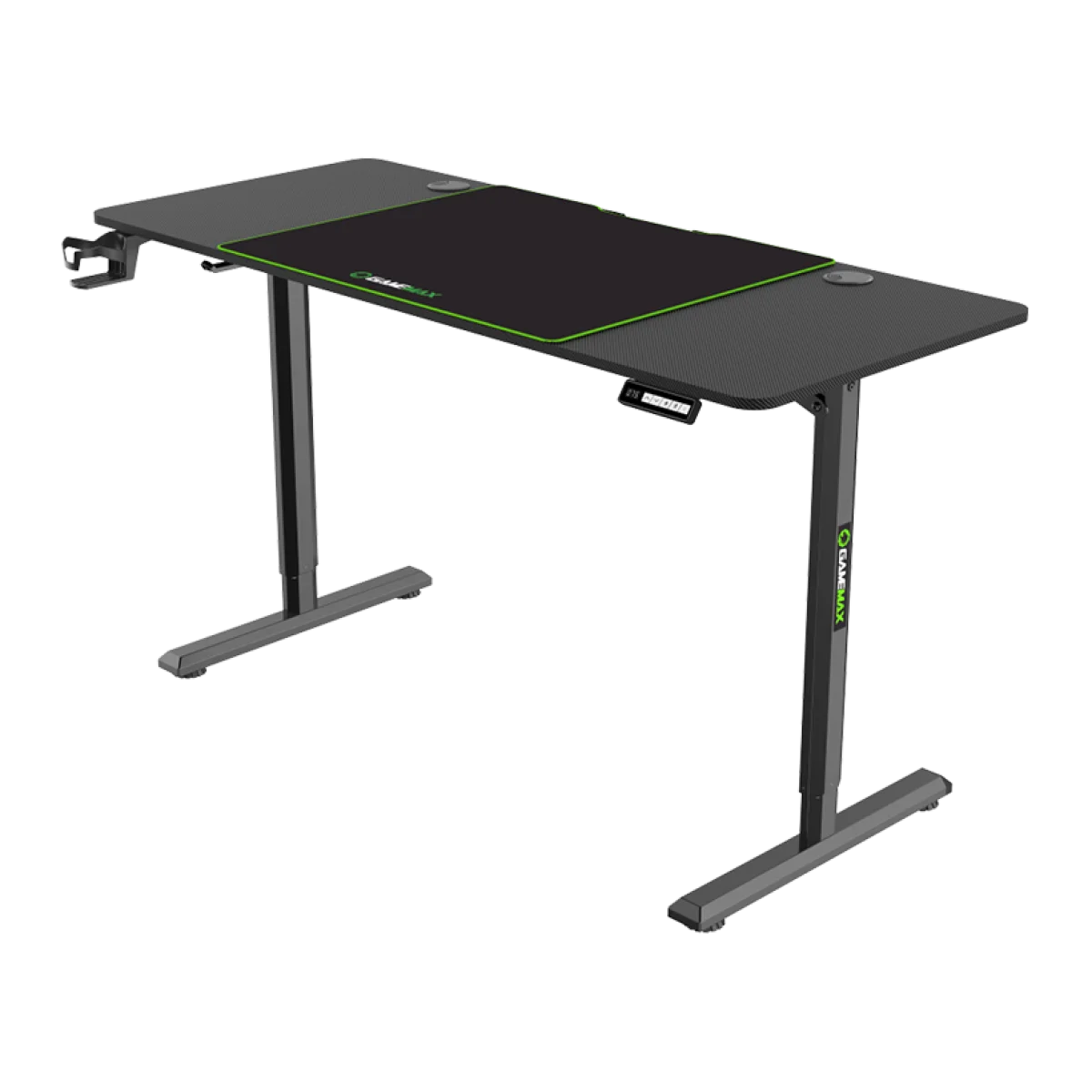 مكتب ألعاب GameMax D140 Carbon EC2 كهربائي 140x60 سم بسطح كربون فايبر، ارتفاع قابل للتعديل 720-1170 مم، تحكم LED بذاكرة، أسود - Image 4