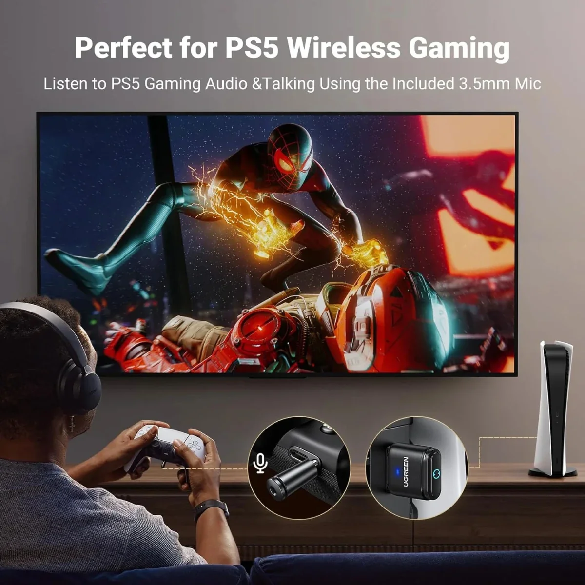 Ugreen CM668 Bluetooth 5.3 Gaming Audio Transmitter USB-A 15765 - Image 2