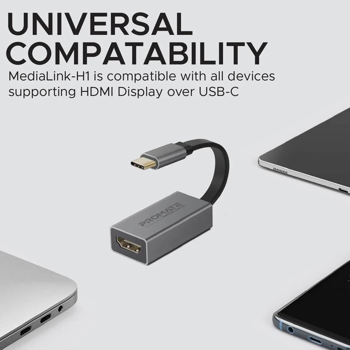 Promate MediaLink-H1 USB-C to HDMI Adapter 4K 30Hz with Audio Output - Grey - Image 7