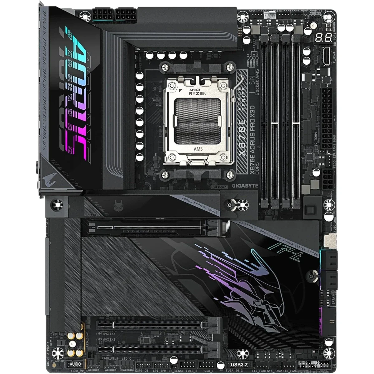 GIGABYTE X870E AORUS PRO X3D ATX AM5 Motherboard DDR5 PCIe 5.0 4x M.2 - Image 4