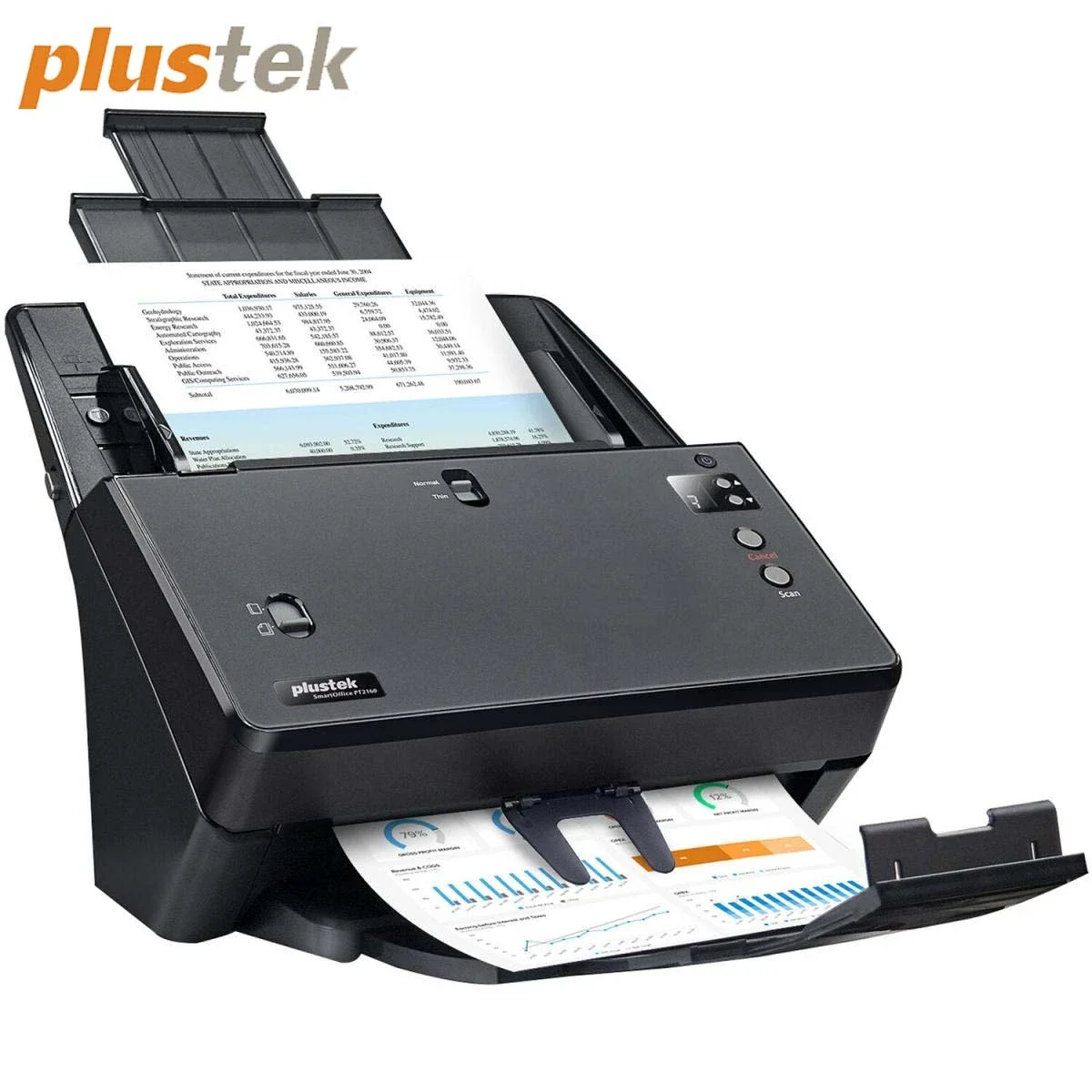 ماسح مستندات Plustek SmartOffice PT2160 بسرعة 60 صفحة/دقيقة ودقة 600 dpi وUSB 3.2