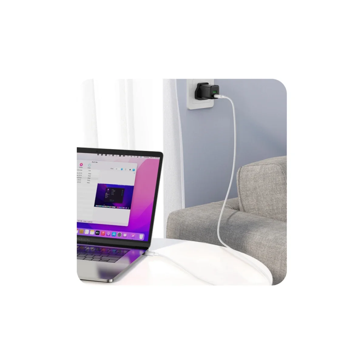 ACEFAST C26-03 60W USB-C to USB-C PVC Charging & Data Cable - White - Image 4