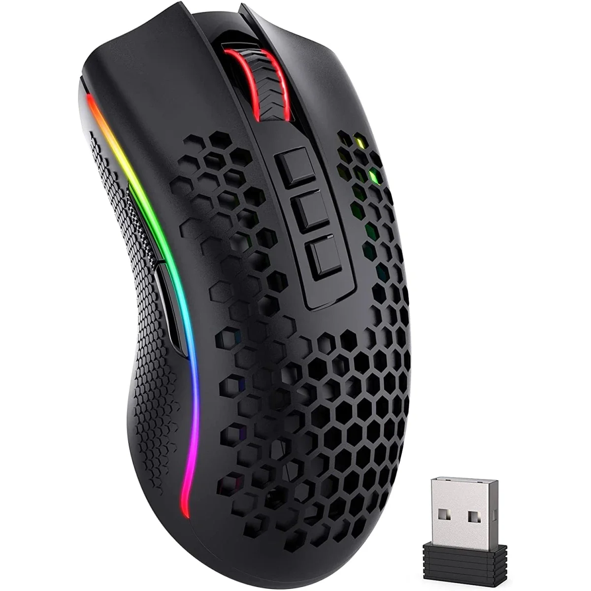 Redragon M808 Storm Pro Wireless RGB Honeycomb Gaming Mouse, 16,000 DPI, Black