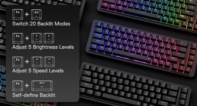 Redragon K709 NOVA 65% Wired RGB Mechanical Gaming Keyboard, 68 Keys, Black - Thumbnail 12