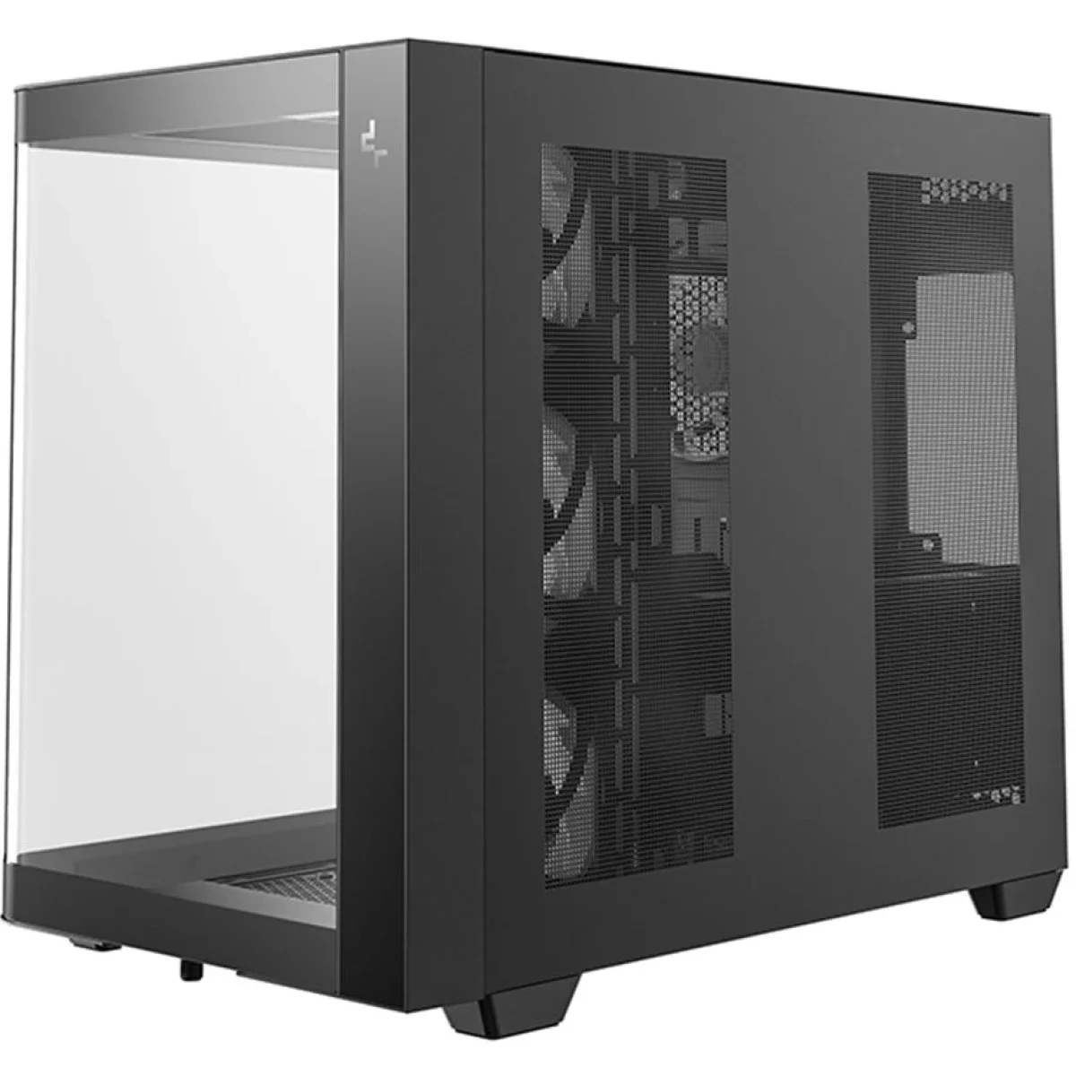 هيكل كمبيوتر DeepCool CG530U 4F بانورامي بزجاج منحني ATX ميد تاور مع 4 مراوح مثبتة مسبقًا، ثنائي الحجرة، أسود - Image 4