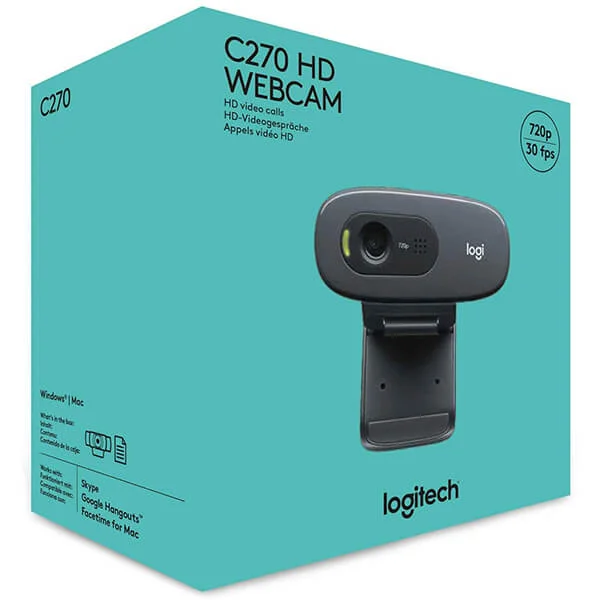 كاميرا ويب Logitech C270 HD بدقة 720p عبر USB مع ميكروفون مدمج - Thumbnail 3