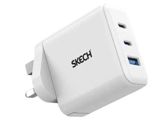 Skech 65W GaN 3-Port Wall Charger with Dual USB-C & USB-A - White - Image 6