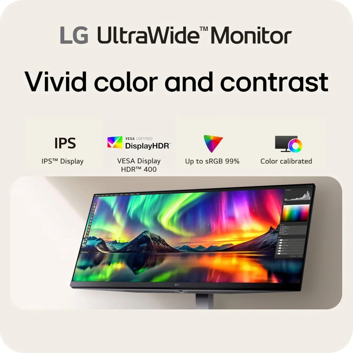 شاشة LG 34U530A-W ألترا وايد 34 إنش Full HD IPS، 100 هرتز، HDR 400، USB-C، أبيض - Thumbnail 3