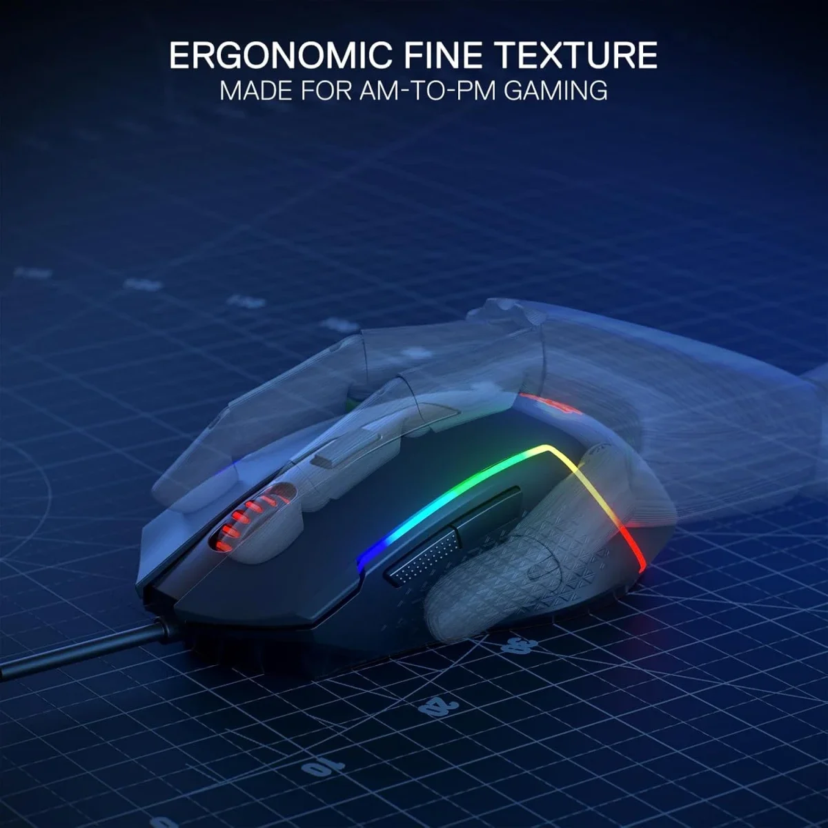 ماوس ألعاب سلكي Redragon M616 RGB بدقة 10000 DPI و6 أزرار قابلة للبرمجة - Thumbnail 4