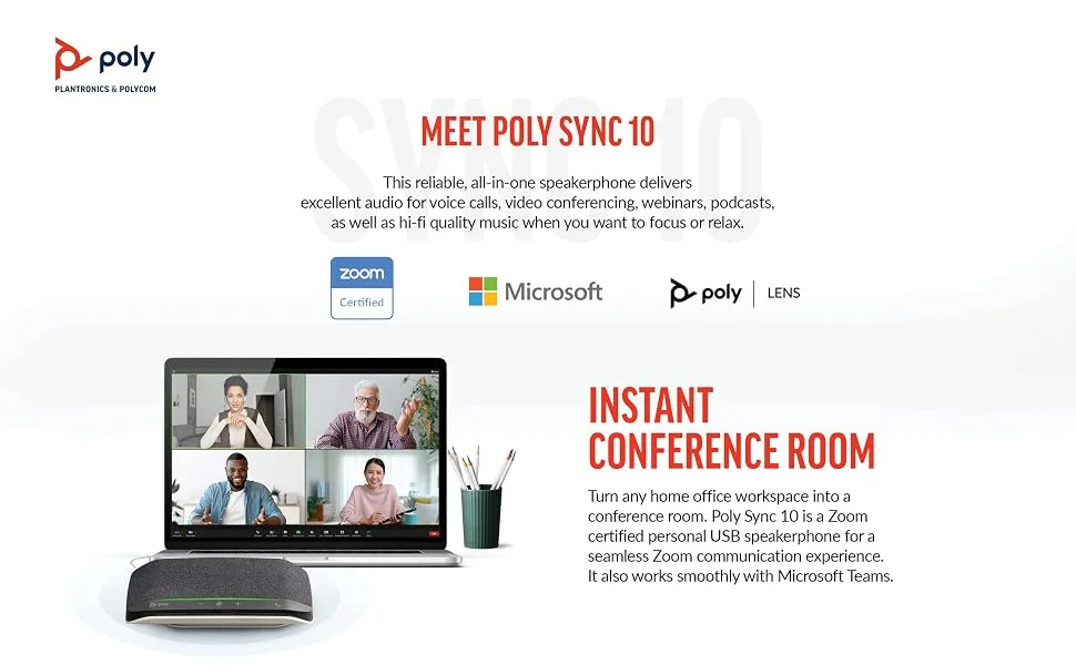 Poly Sync 10 USB Speakerphone with Dual Microphones - Thumbnail 7