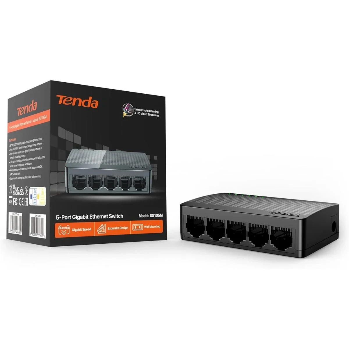 Tenda SG105M 5-Port Gigabit Ethernet Switch, 10Gbps Capacity, 7.44Mpps - Image 3