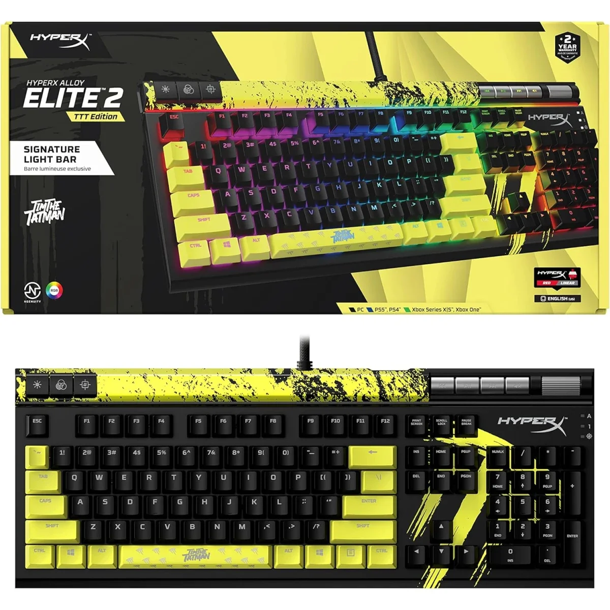 كيبورد ألعاب Hyper X Alloy Elite 2 TimTheTatman Edition ميكانيكي بسويتشات Red Linear - Thumbnail 2