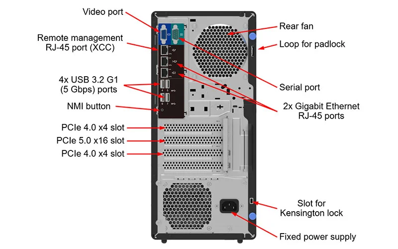 سيرفر برجي Lenovo ThinkSystem ST50 V3 بمعالج Intel Xeon 6353P ثماني النوى حتى 5.4GHz وذاكرة 32GB و2x 960GB Enterprise SSD - Image 6