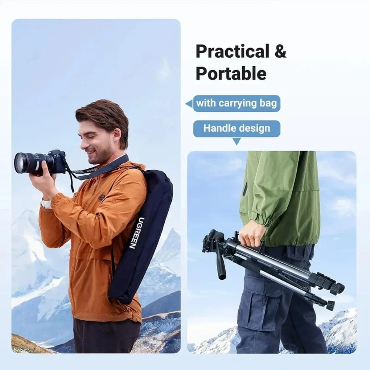 Ugreen 15187 Aluminum Camera & Video Tripod, 53.5-175 cm - Image 7