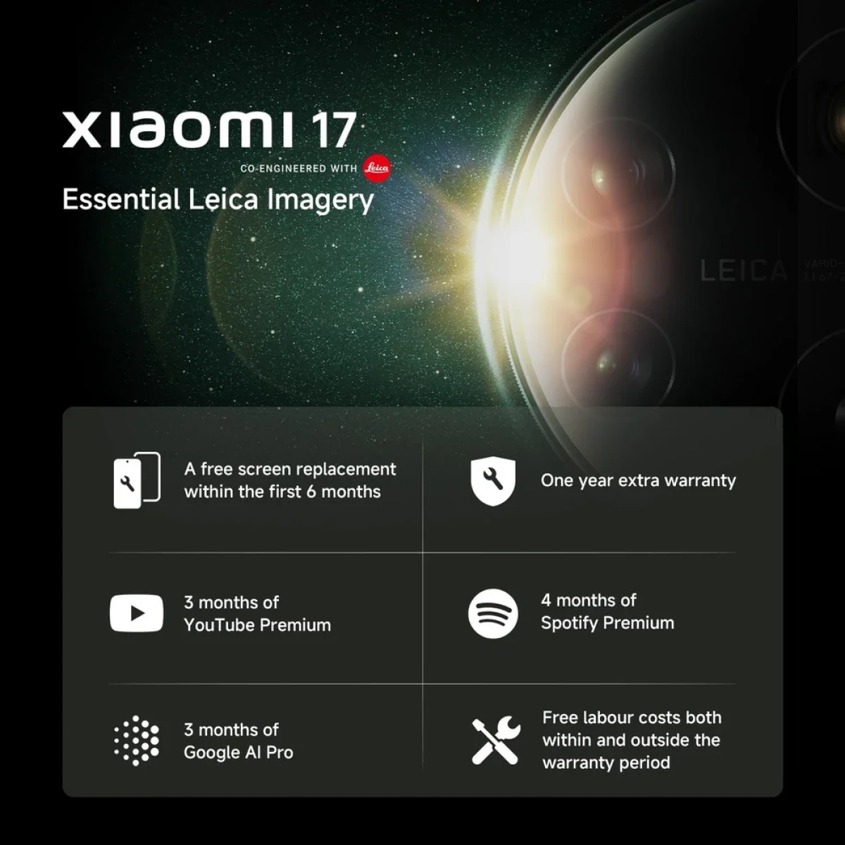 Xiaomi 17 5G 6.3-Inch 120Hz CrystalRes OLED Smartphone, 12GB RAM, 512GB, Black - Thumbnail 2