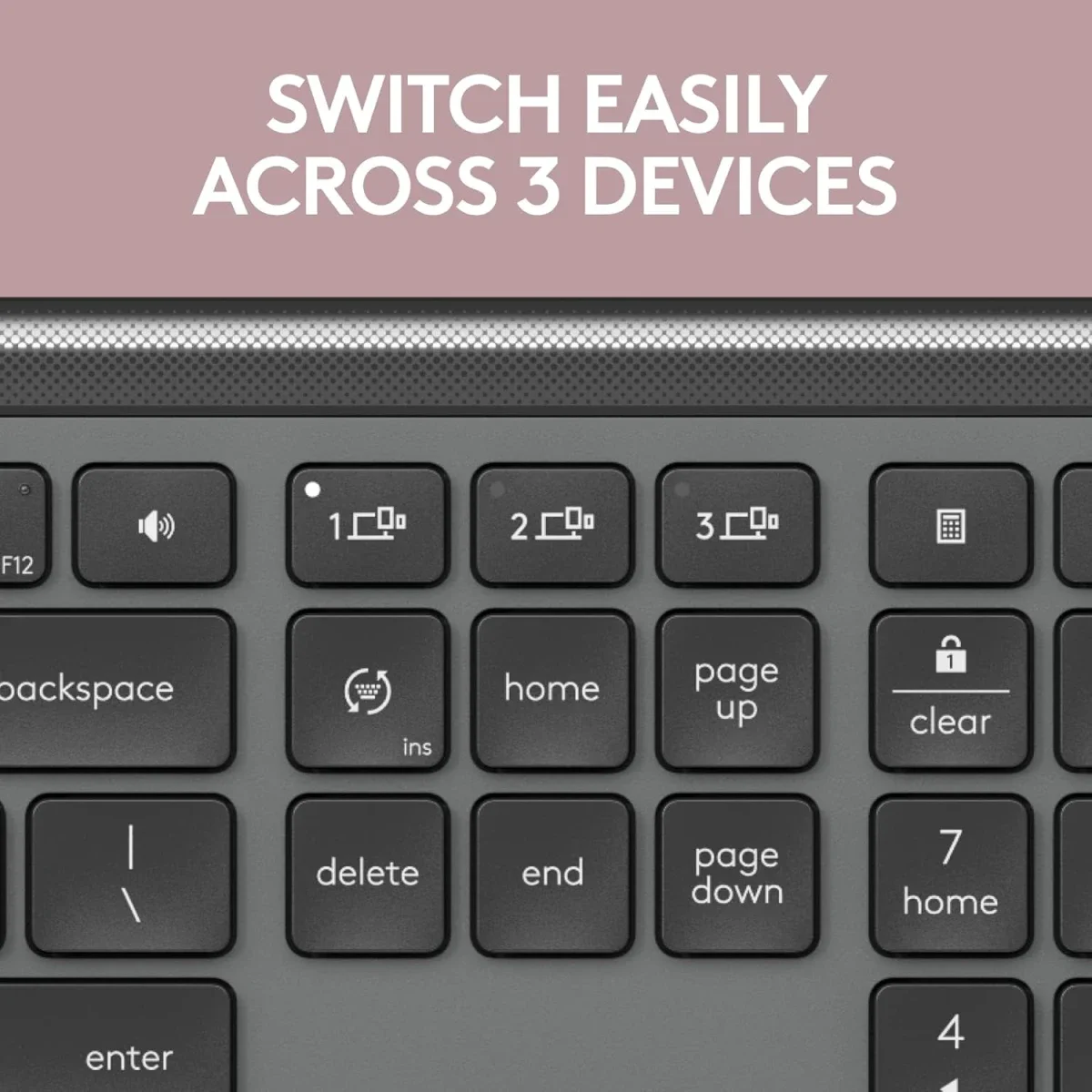 لوحة مفاتيح Logitech K950 Signature Slim لاسلكية كاملة الحجم بتخطيط عربي وإنجليزي، أسود - Thumbnail 2